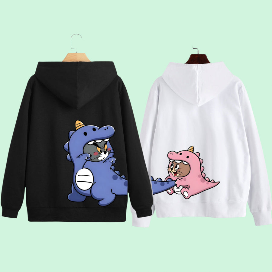 Pack of 2 Dino Tom & Jerry Chase Couple Unisex Hoodies