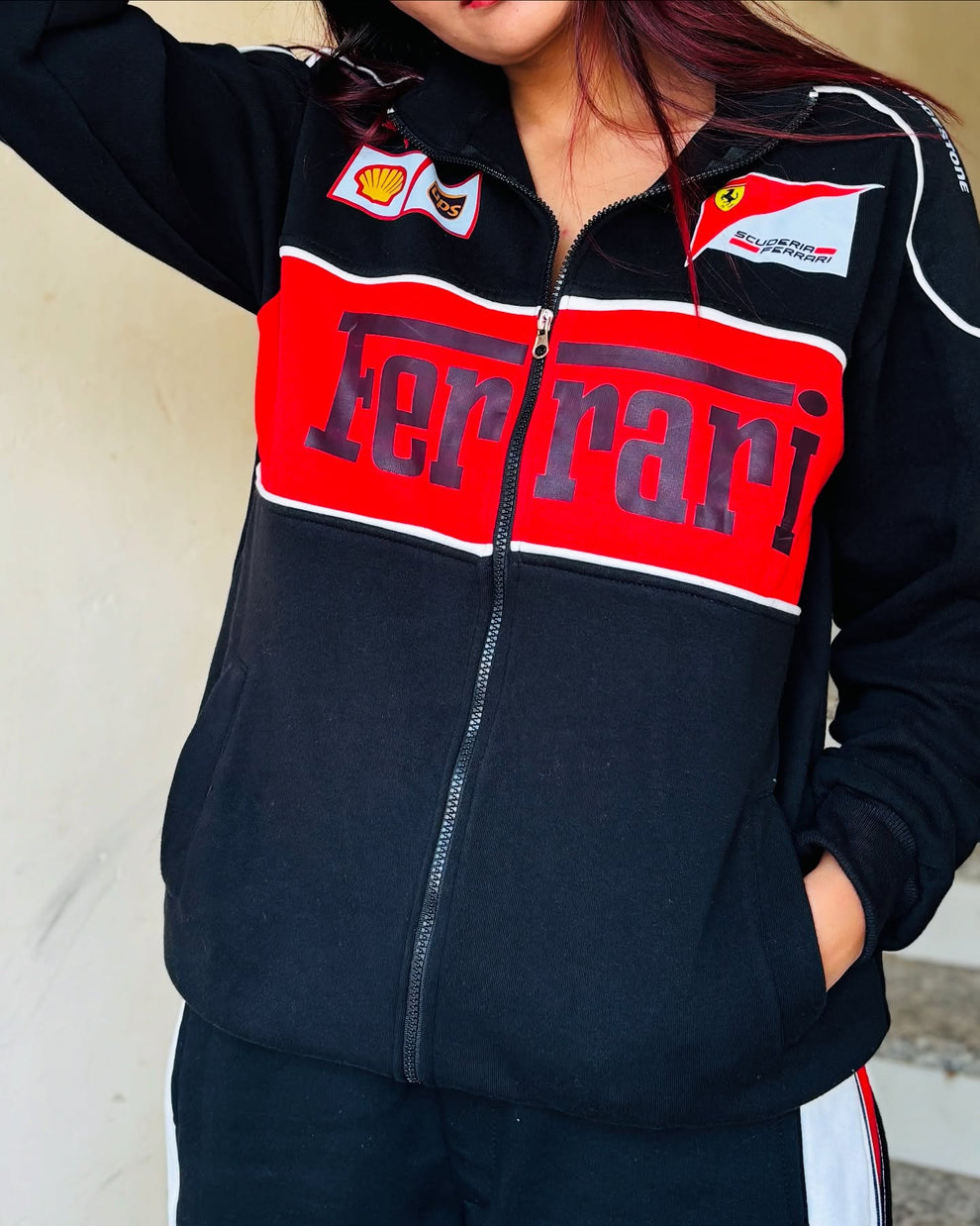Black Ferrari Racing Jacket Premium Streetwear🏎