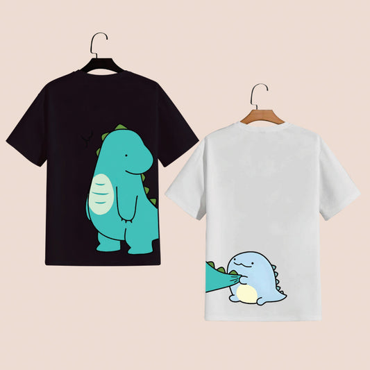Pack Of DINO DUO COUPLE UNISEX TEES (BACK PRINT)
