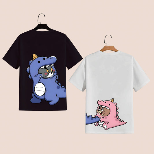 Pack of 2 Dino Tom & Jerry Chase Couple Unisex T-shirt