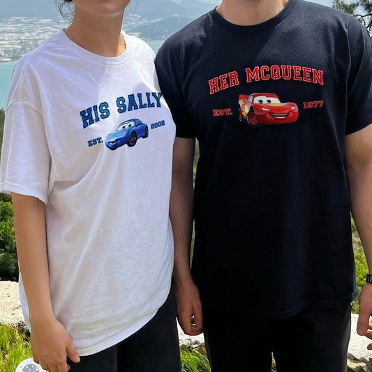 2 Pack : Mcqueen Sally Black & White Couple Tshirt