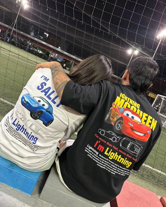 2 Pack : Mcqueen Sally Black & White Couple Tshirt