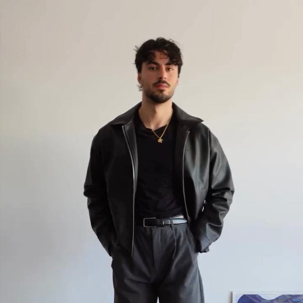 Classic Black Collar Leather Jacket – Dripstudios