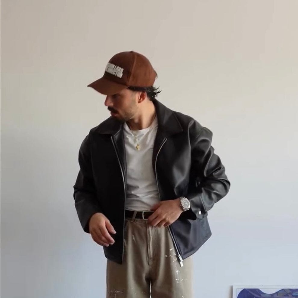 Classic Black Collar Leather Jacket – Dripstudios