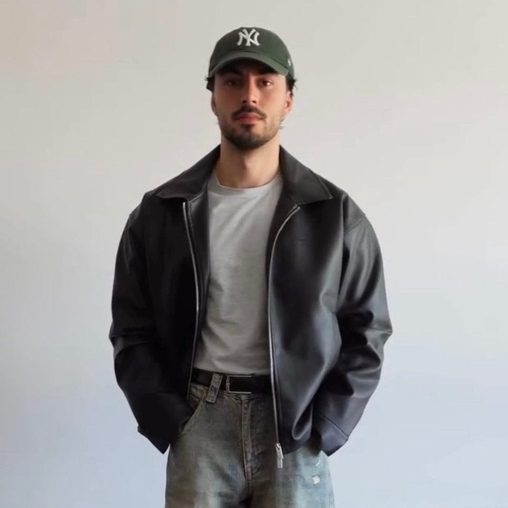 Classic Black Collar Leather Jacket – Dripstudios