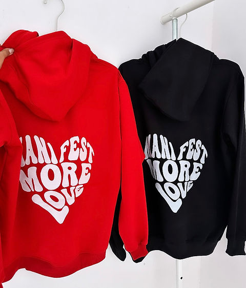 2 Pack : Manifest More Love Red & Black Couple Hoodies